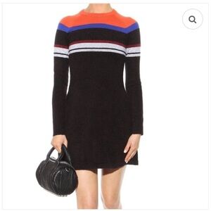 T by Alexander Wang Black Dress with Vibrant Stripes